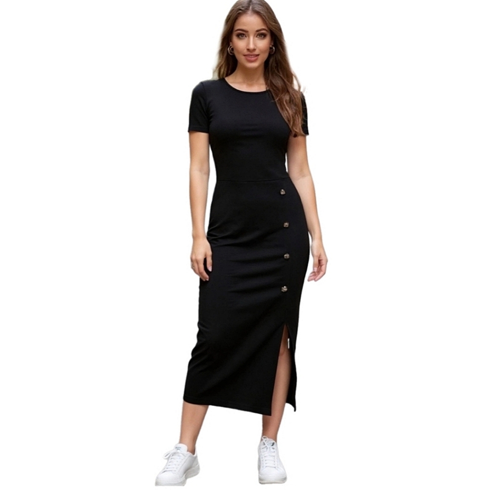 SHEIN Bodycon T-Shirt Dress with Button Side Slit